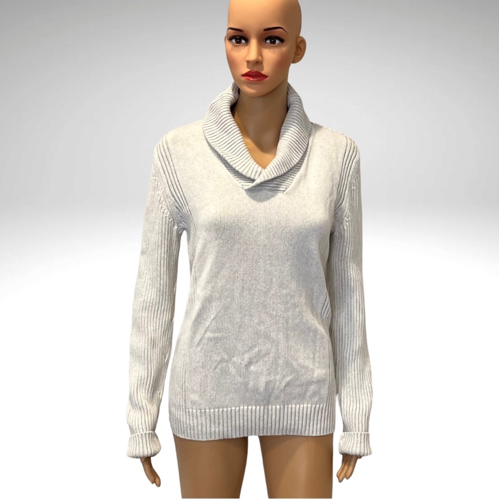 American Rag Ribbed Knit Sweater Pullover Shawl Collar Long Sleeve Womens Medium